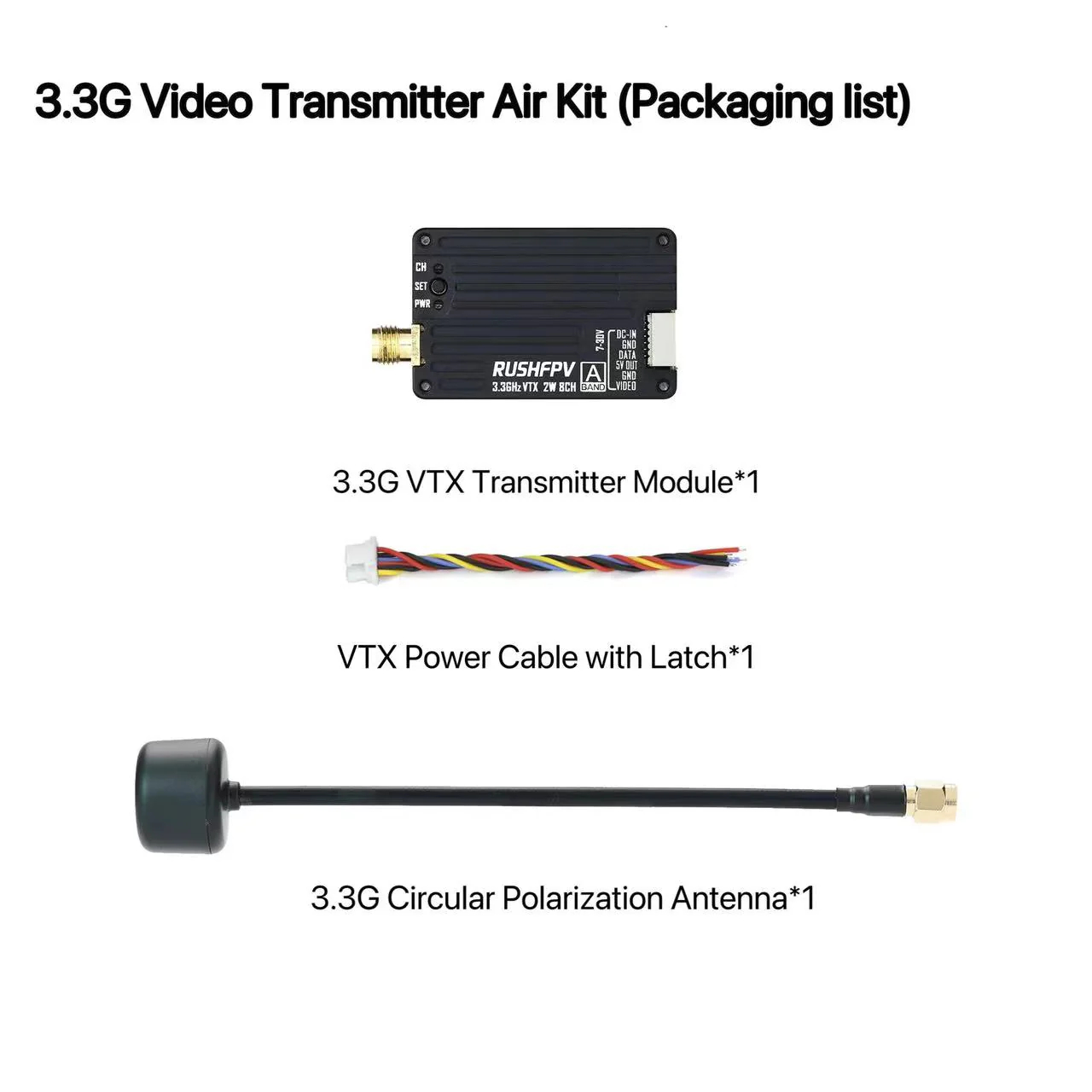 Transmissor RUSHFPV 3.3G 2W VT - Fpv Drone Antenna avaliação e preço